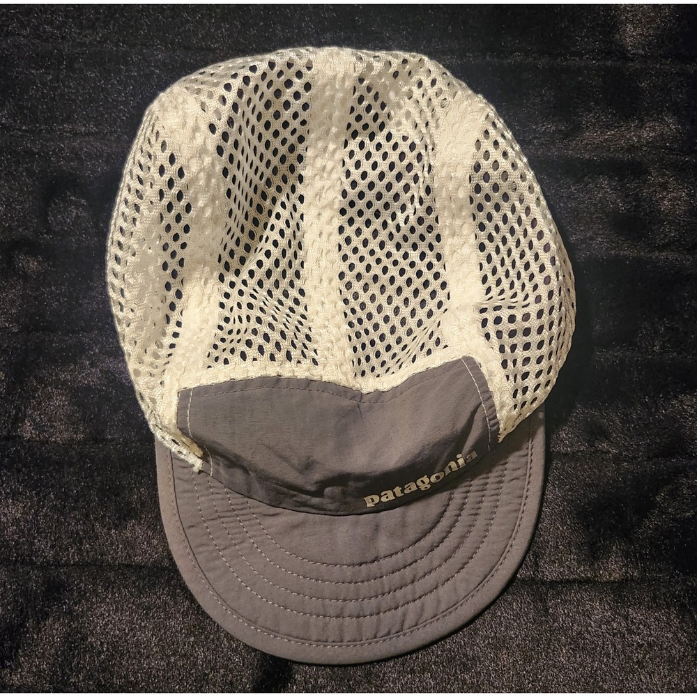 PATAGONIA DUCKBILL MESH RUNNING CAP/HAT CYCLING SPORTS GREY/WHITE EUC